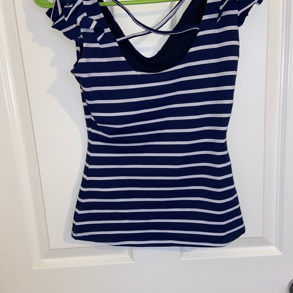 navy blue striped blouse - Picture 3 of 3